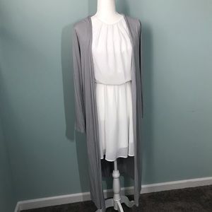 Forever 21 Grey Longline Cardigan Long Sleeve